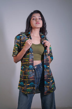 Funky Dinosaur Printed Unisex Couple Shirt