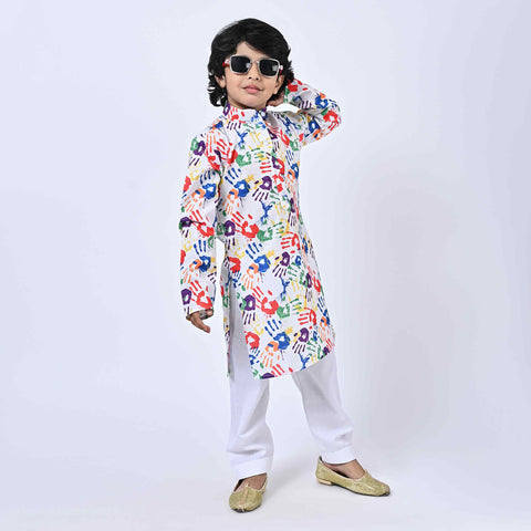 HOLI KURTA COLOURFUL HANDS