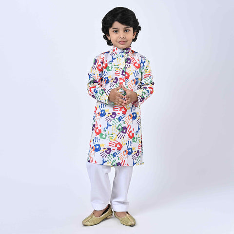 HOLI KURTA COLOURFUL HANDS