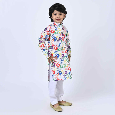 HOLI KURTA COLOURFUL HANDS