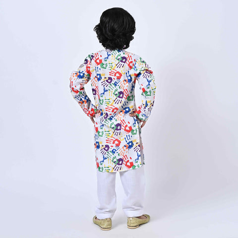 HOLI KURTA COLOURFUL HANDS