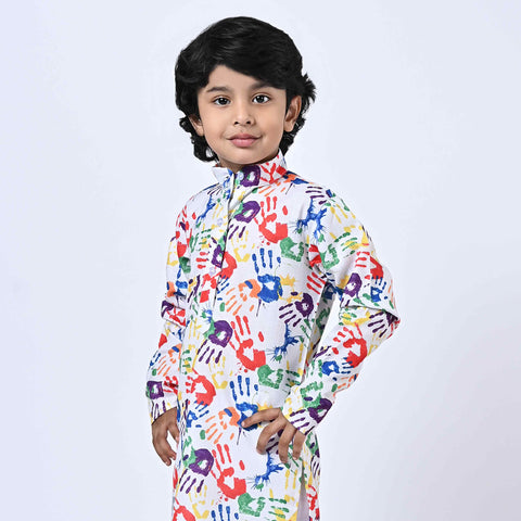 HOLI KURTA COLOURFUL HANDS