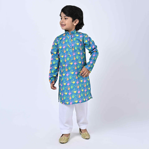 HOLI KURTA SMALL COLOURFUL HANDS