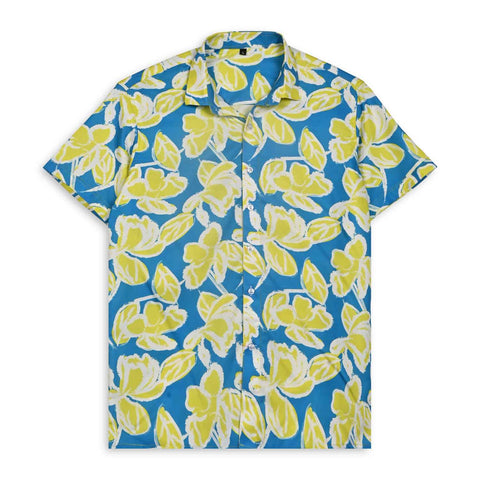 BLUE & YELLOW FLORAL PRINTED SHIRT