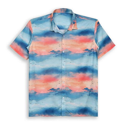 BLUE SKY WITH FLUFFY PINK CLOUDS PRINTED SHIRT