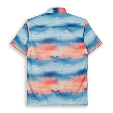 BLUE SKY WITH FLUFFY PINK CLOUDS PRINTED SHIRT