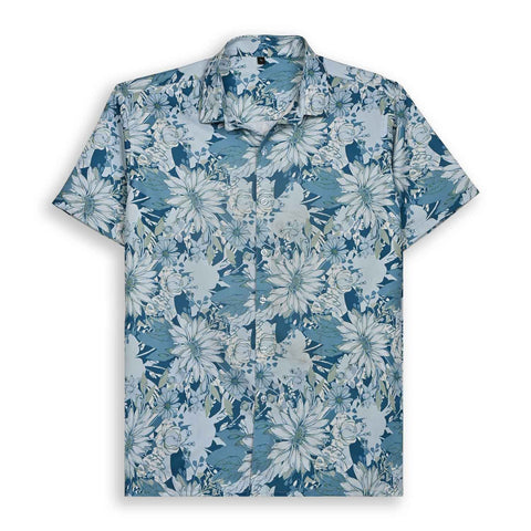 STYLISH BLUE FLORAL PRINTED SHIRT