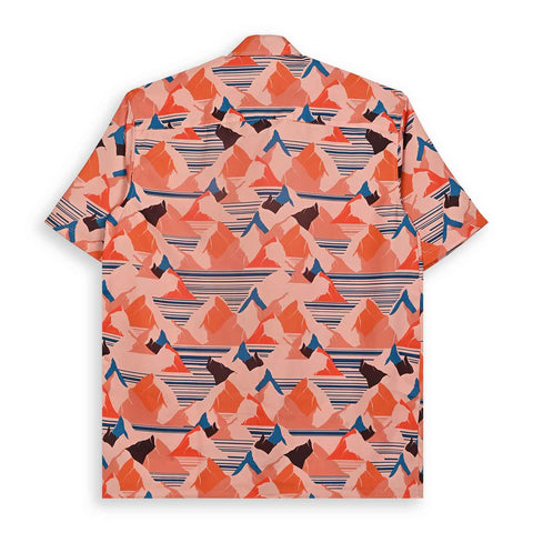 VIBRANT ORANGE & BLUE MOUNTAIN PRINTED SHIRT