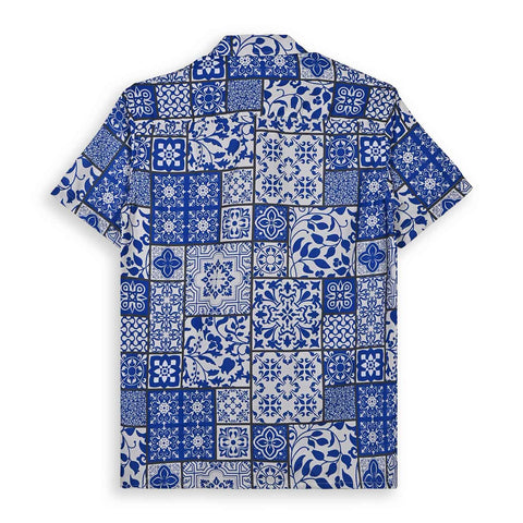 BLUE UNIQUE PATTERN PRINTED SHIRT