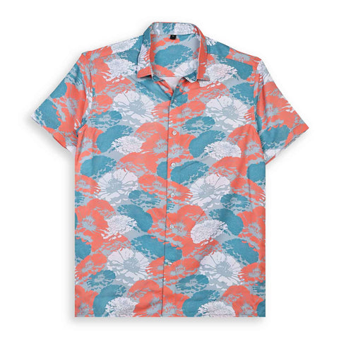 VIBRANT BLUE & ORANGE FLORAL PRINTED SHIRT