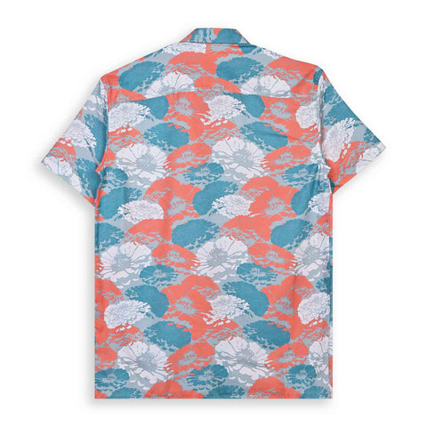 VIBRANT BLUE & ORANGE FLORAL PRINTED SHIRT