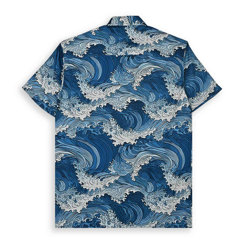 BLUE & WHITE WAVES PRINTED SHIRT