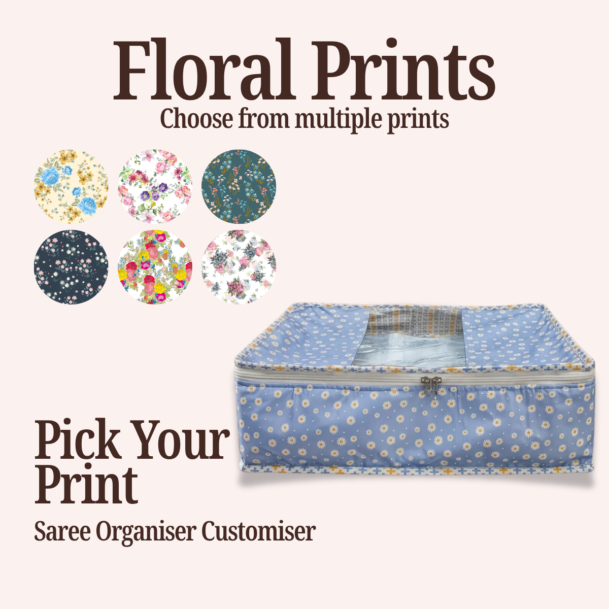 FLORAL PRINT SAREE ORGANIZER CUSTOMISER