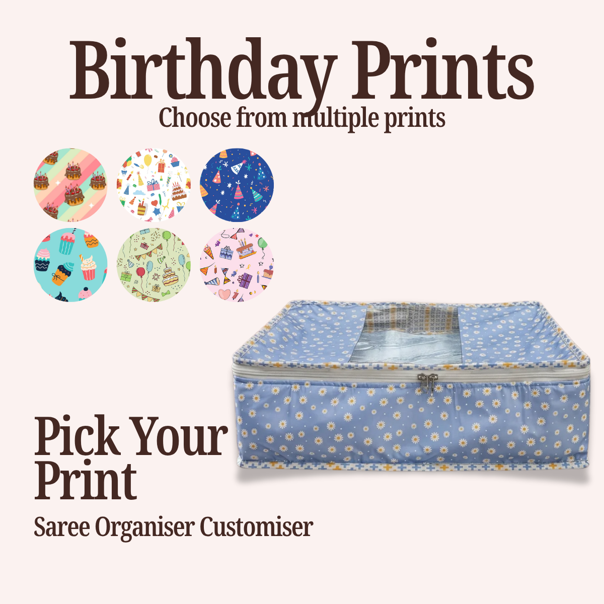 HAPPY BIRTHDAY SAREE ORGANISER CUSTOMISER