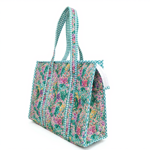 EMERALD GARDEN PARTY PRINT SMALL TOTE BAG