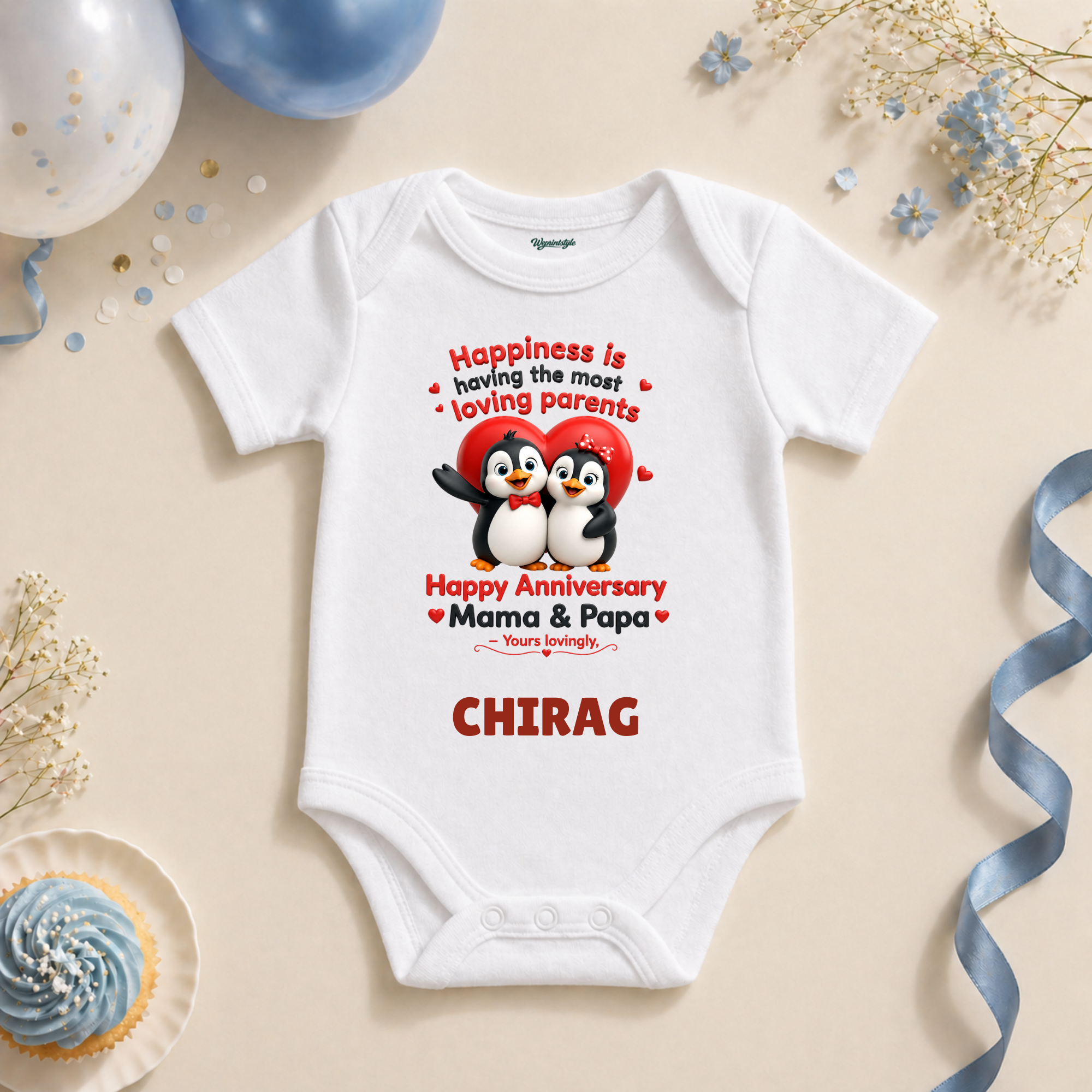 Penguin Family Anniversary Custom Name T Shirt
