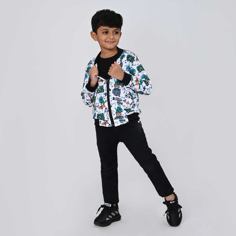 Dinosaur print bomber