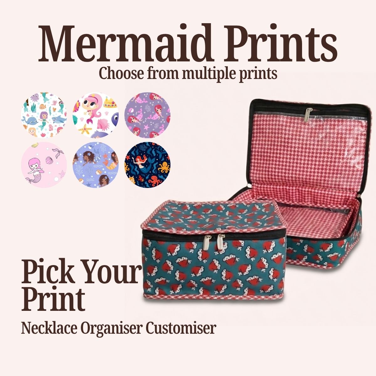 MERMAID PRINT NECKLACE ORGANIZER CUSTOMISER