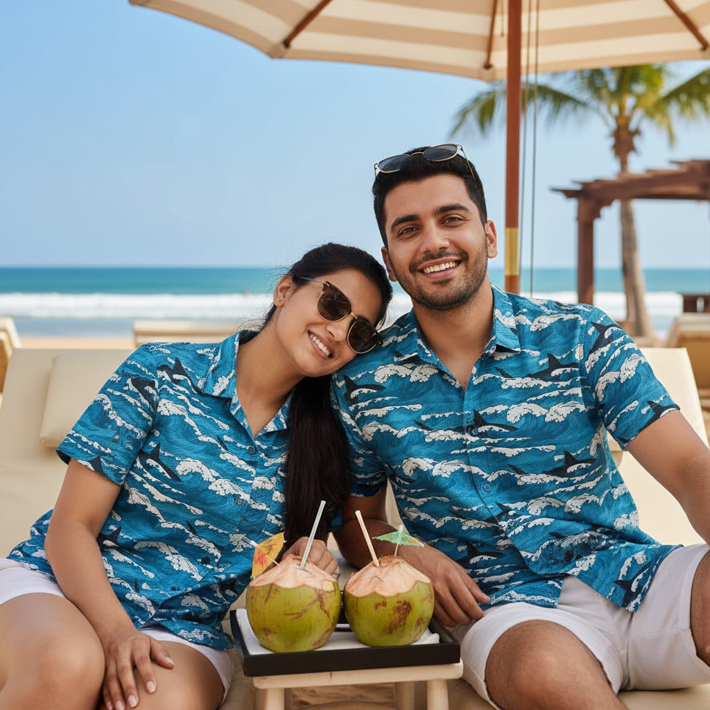 DOLPHIN & WAVES PRINTED SHIRT
