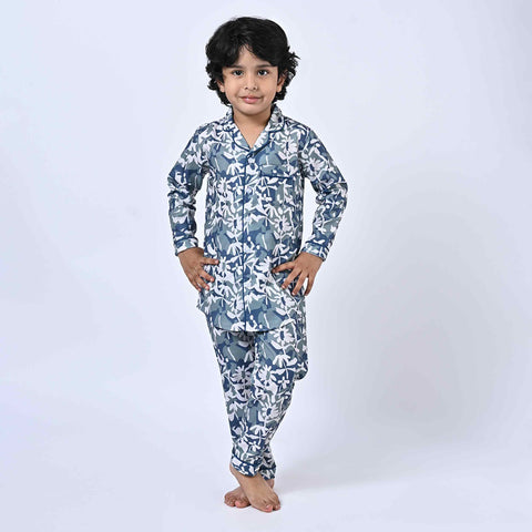 Abstract Floral Printed Kids Night Suit