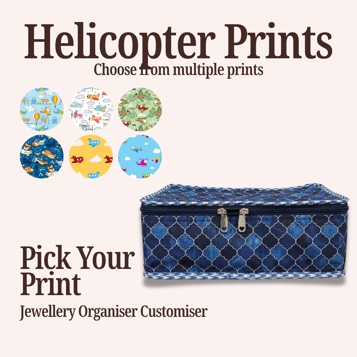 HELICOPTER PRINT JEWELRY ORGANIZER CUSTOMISER