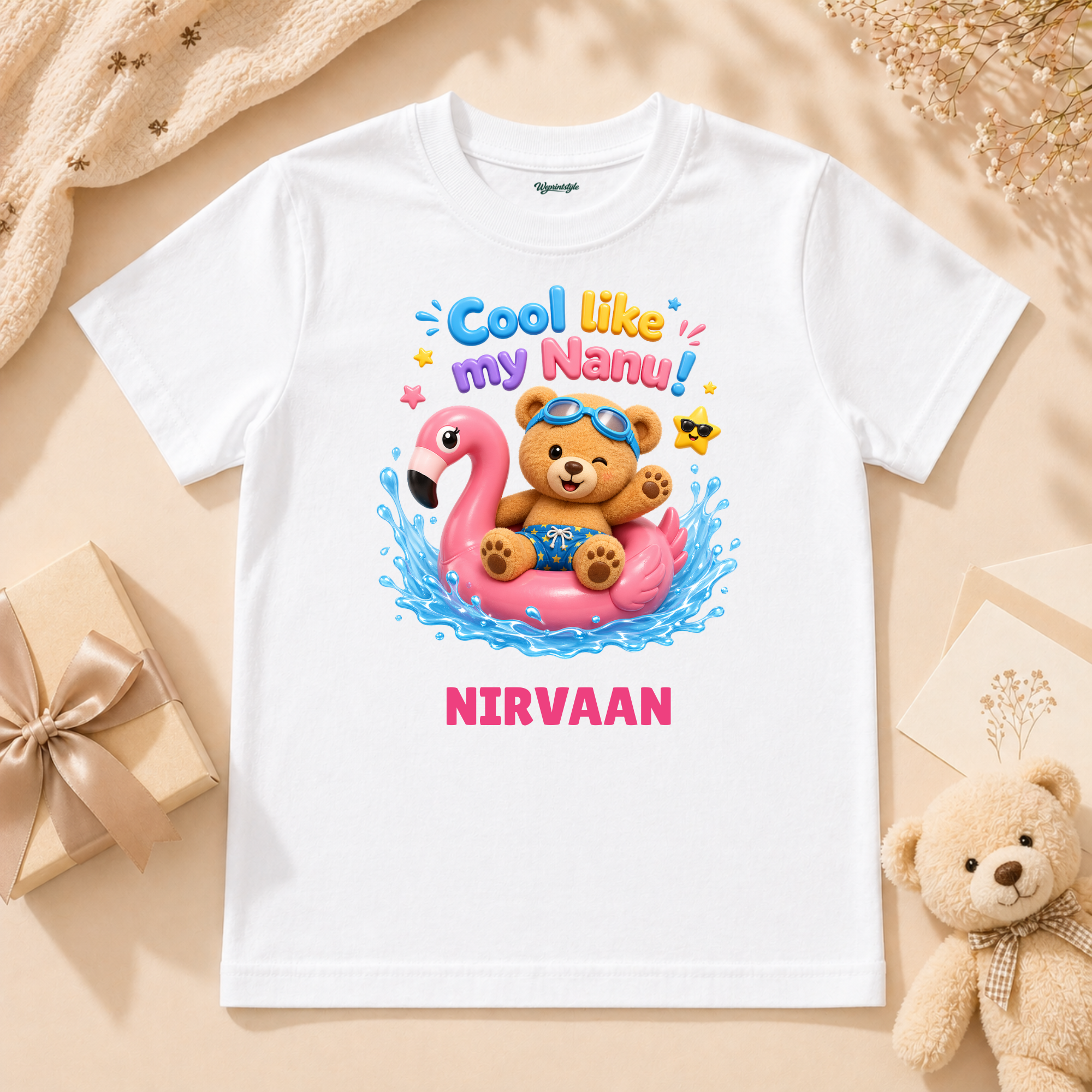 Stylish Baby Pool Party Teddy Flamingo Cool Like My Nanu