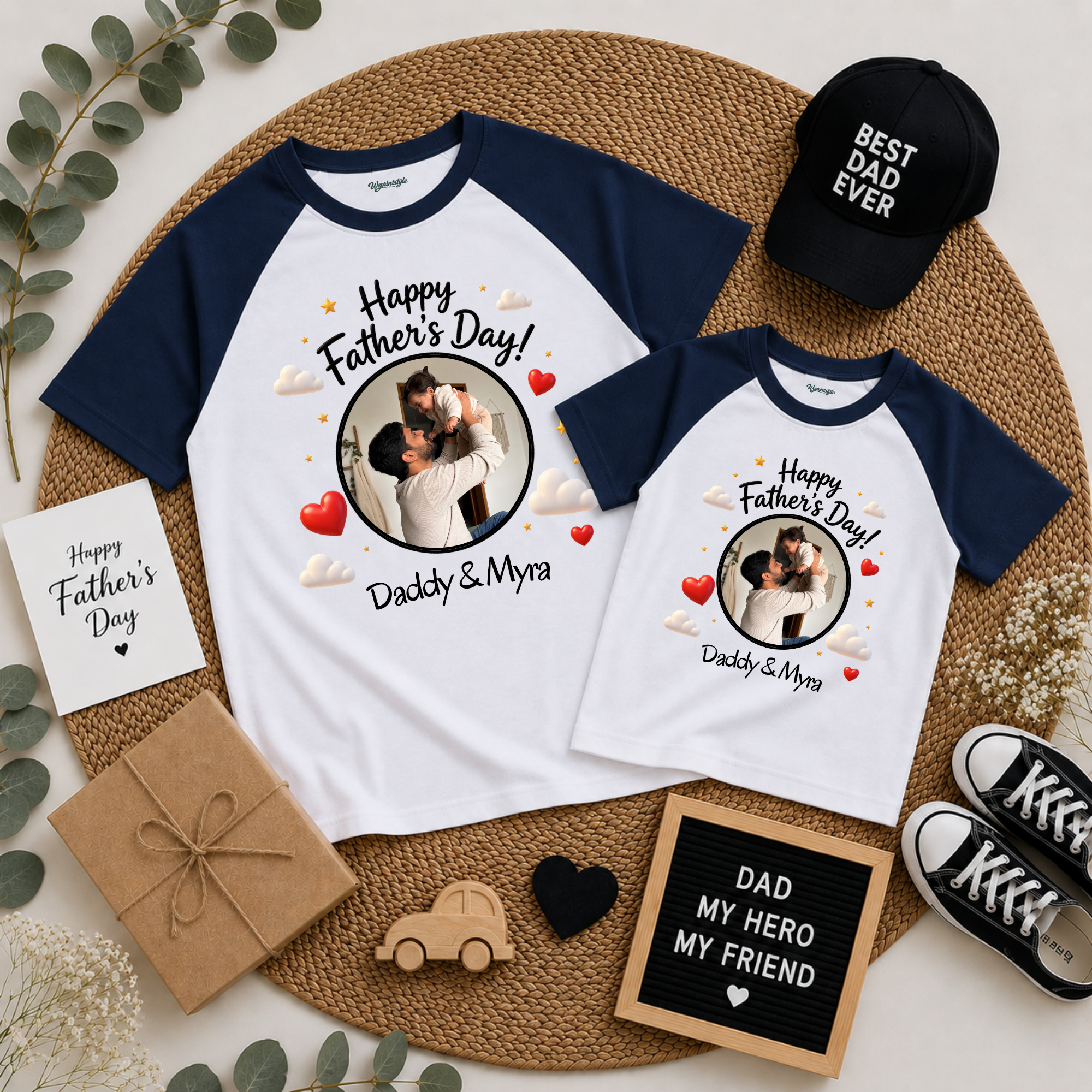 Daddy & Me Personalized Father’s Day Raglan Combo T-Shirt