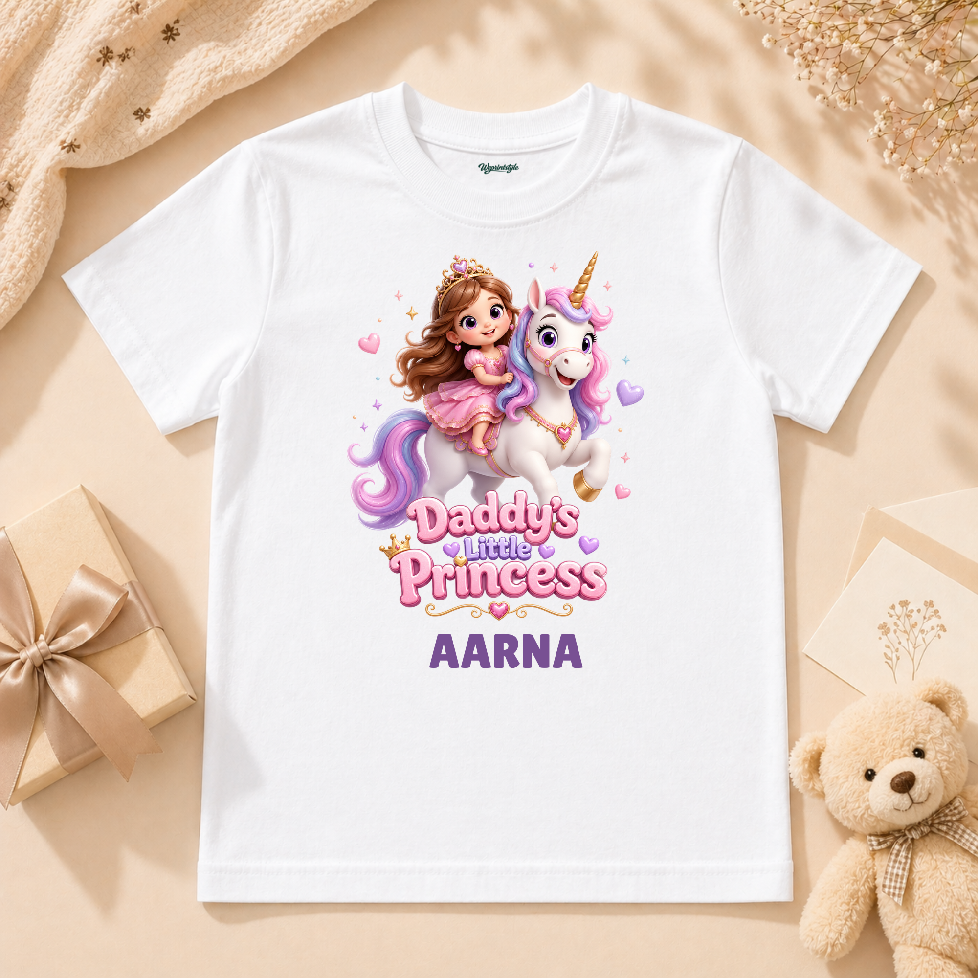Adorable Princess Riding Unicorn For Baby Girl With Magical Fantasy Theme