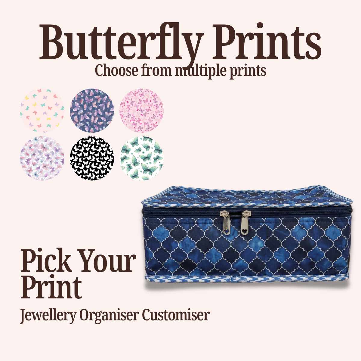 BUTTERFLY PRINT JEWELRY ORGANIZER CUSTOMISER