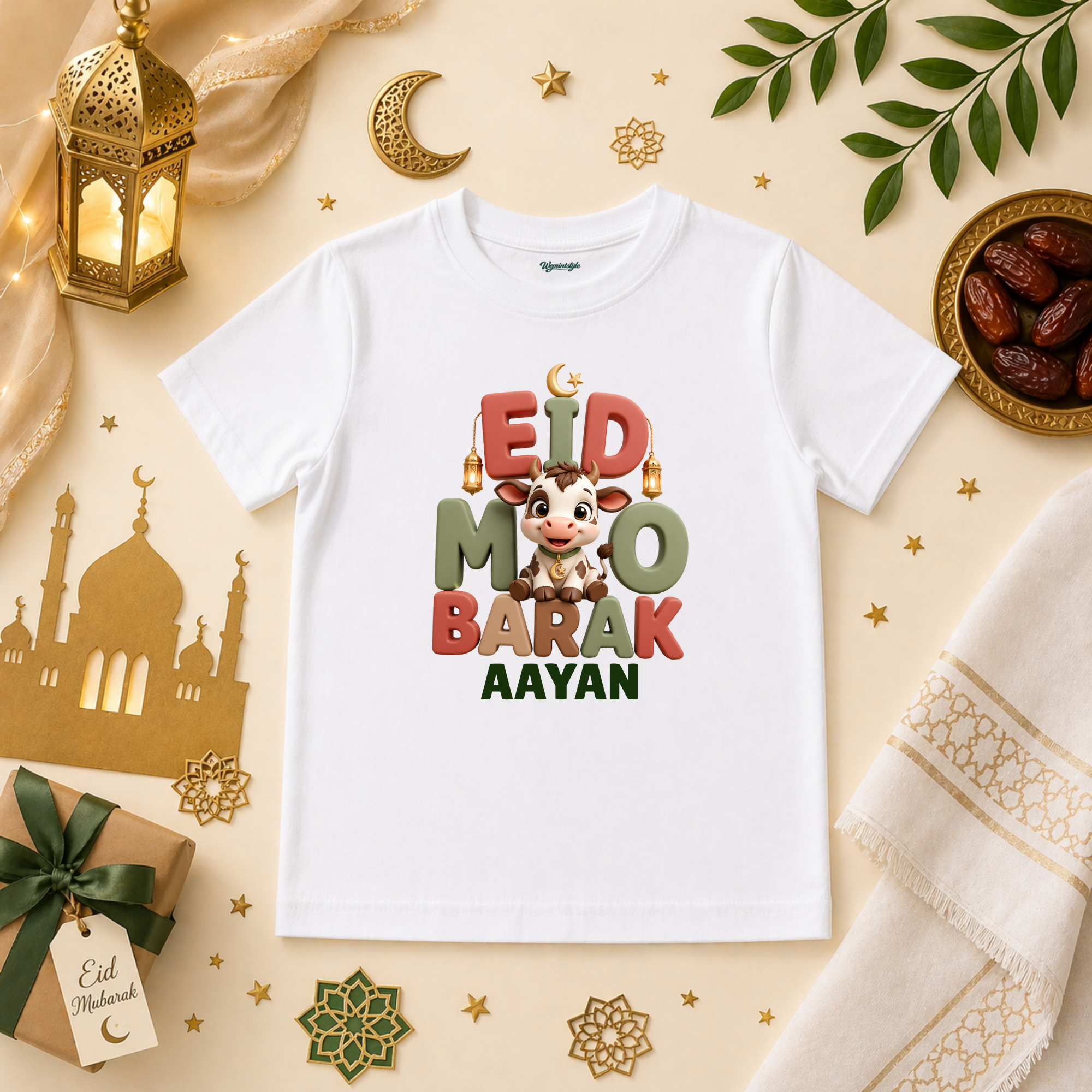 My First Eid Mubarak Little Moo Crescent Moon Blessing Prince