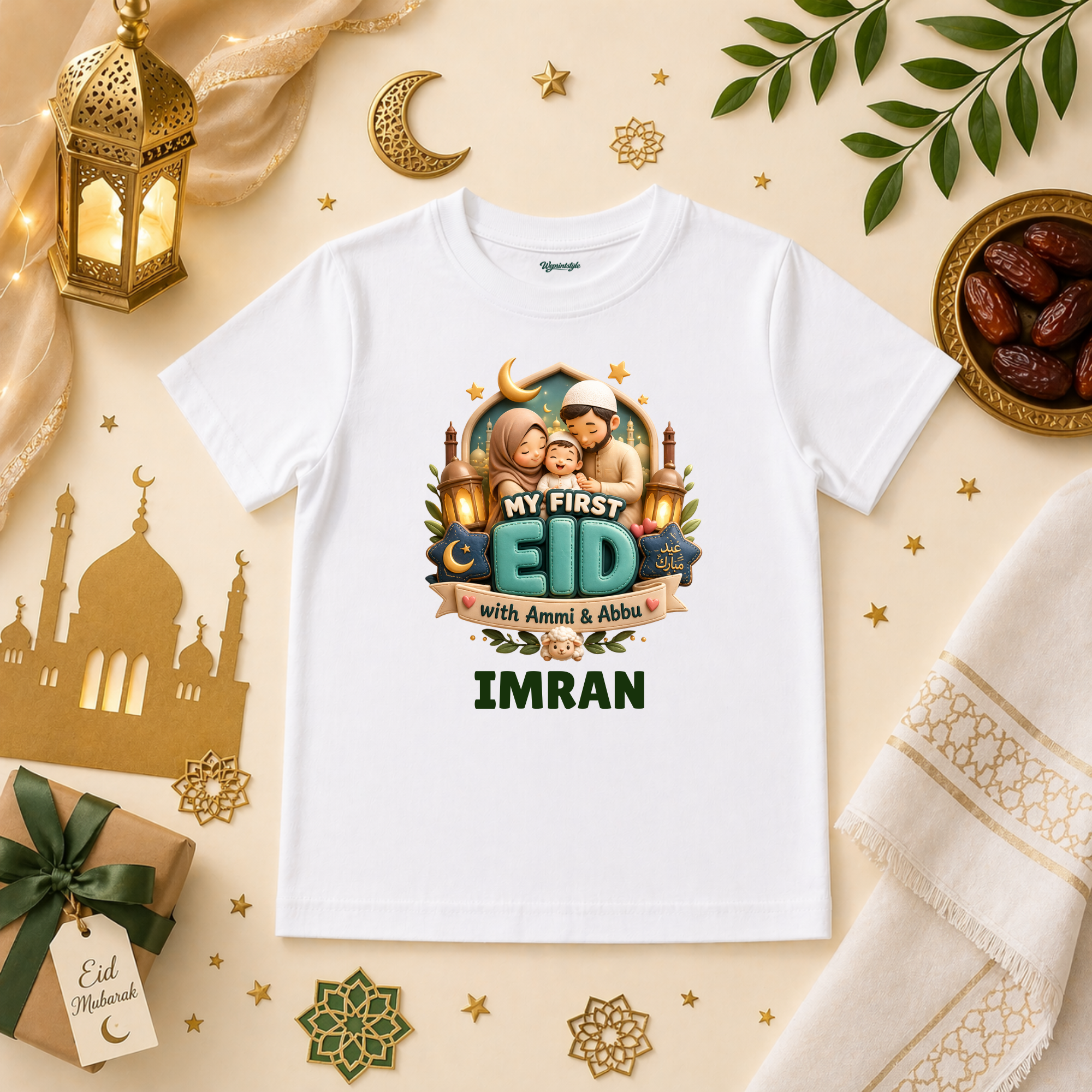 Cute Muslim Baby First Eid Outfit With Ammi And Abbu