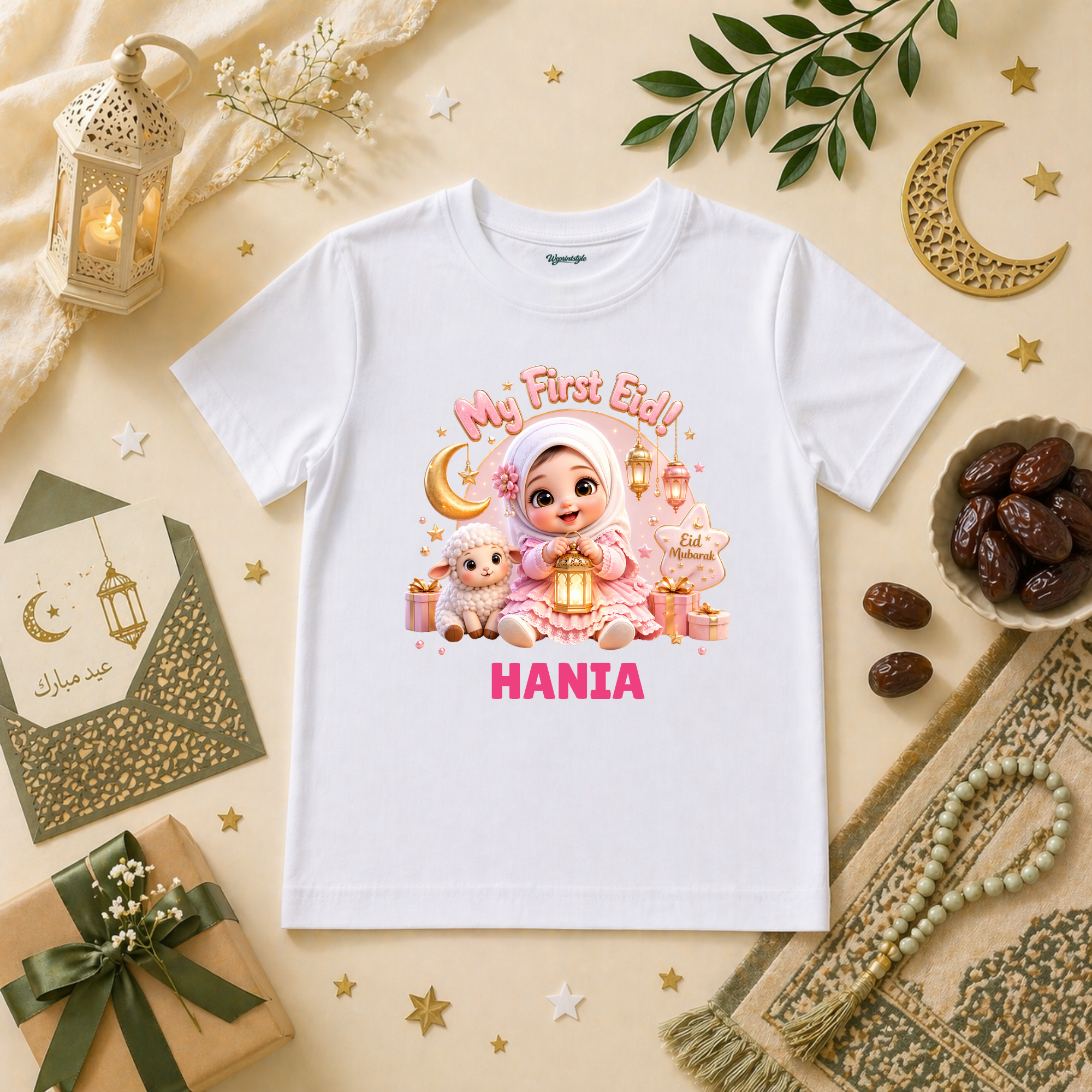 First Eid Celebration Baby Girl Pink Theme