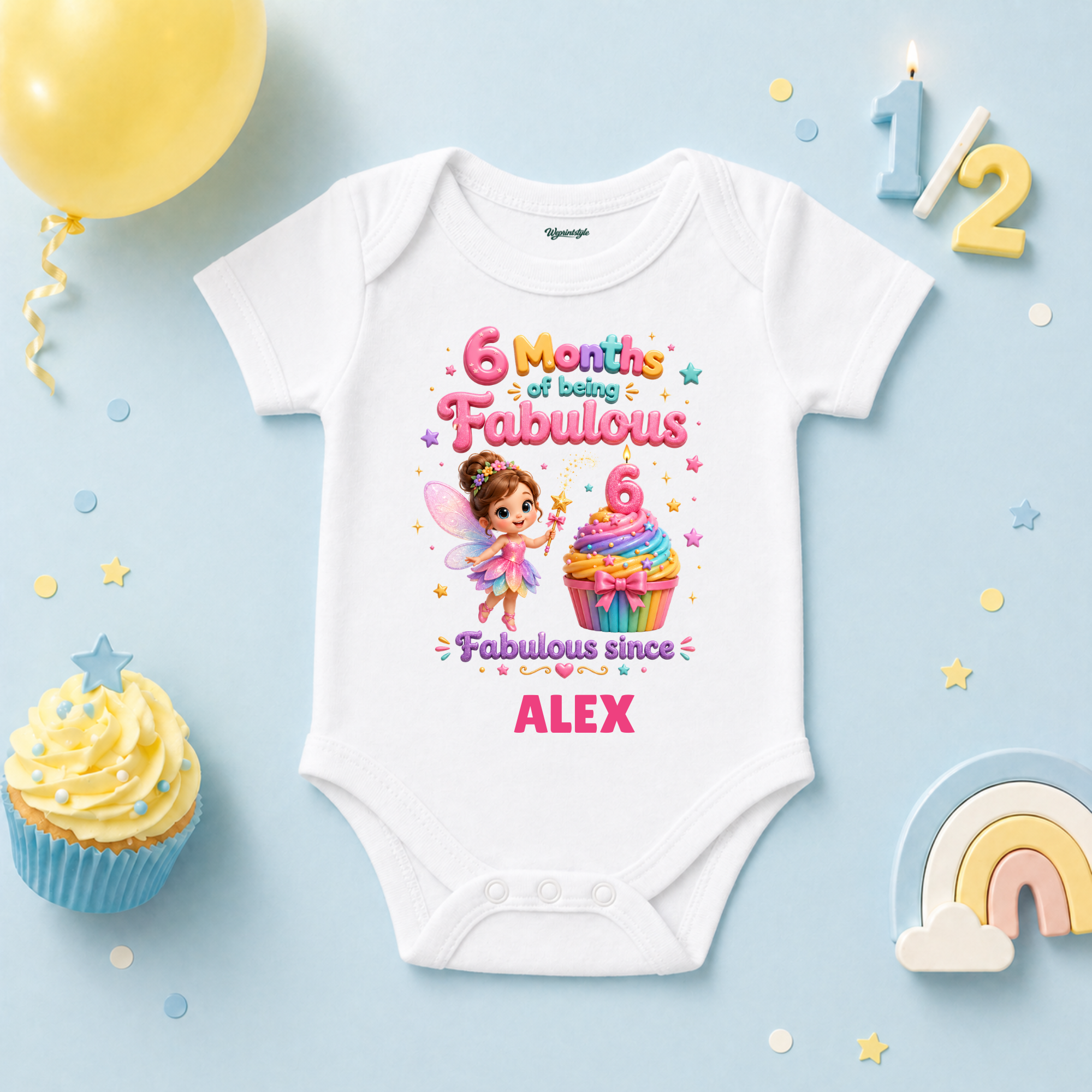 6 Months Fabulous Fairy Birthday Custom Name T Shirt