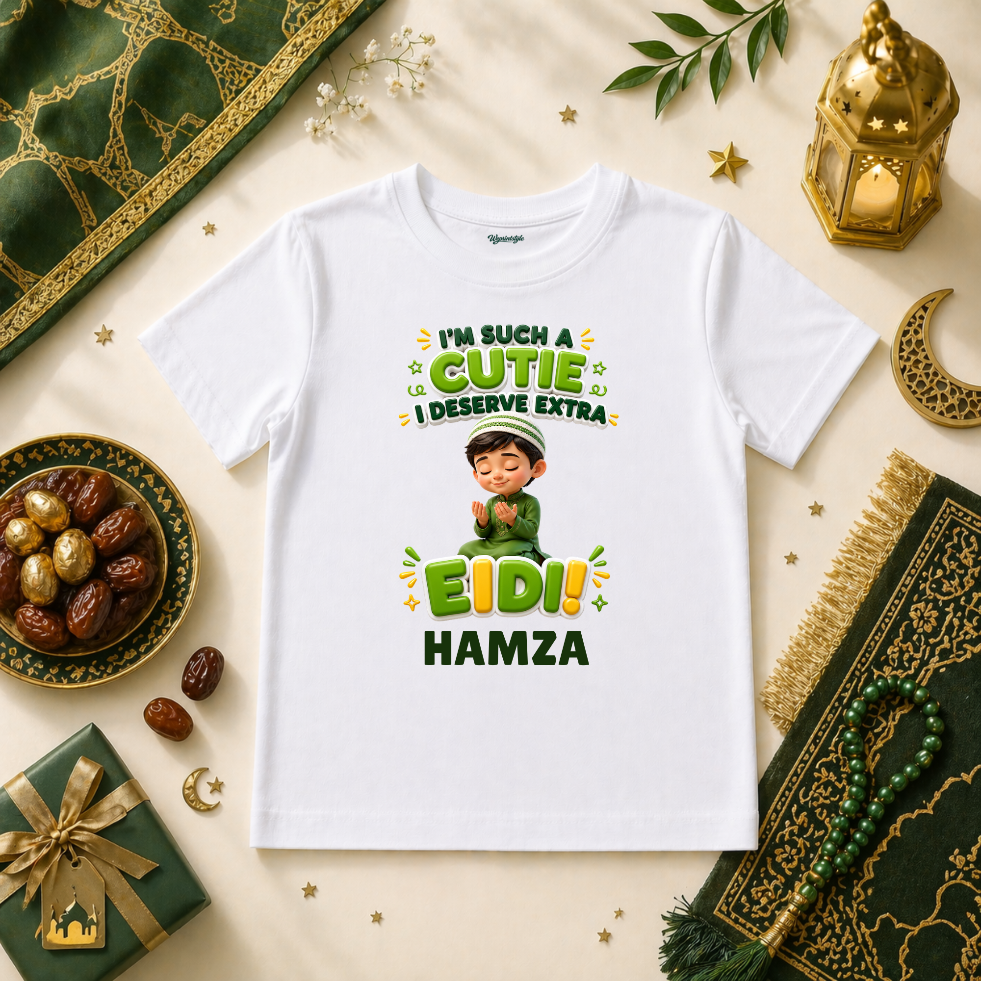 Playful Baby Eid Outfit With Cute Character And Funny Eidi Demand Message