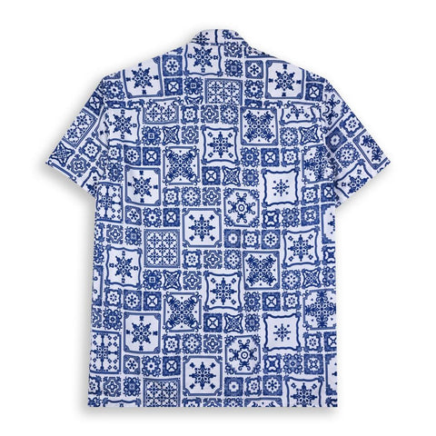 BLUE AND WHITE CONTEMPORARY PRINTED SHIRT