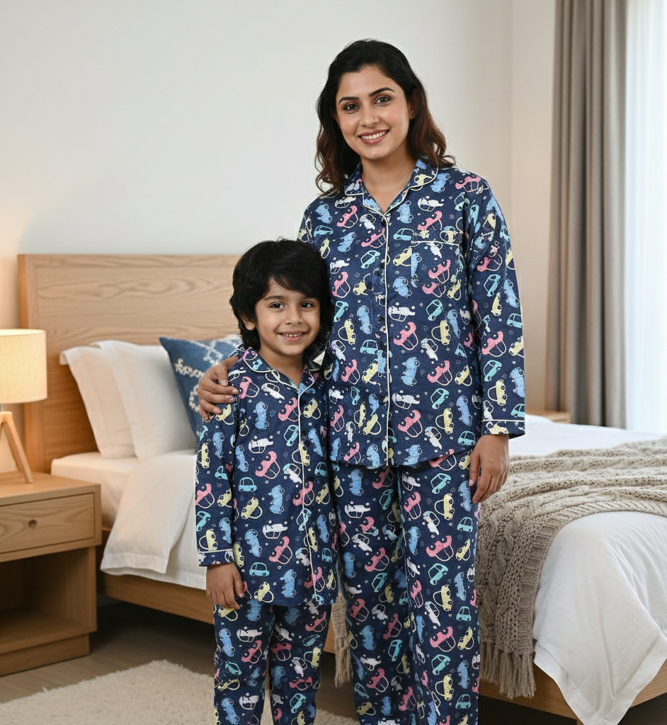 Car Printed Kids Night Suit