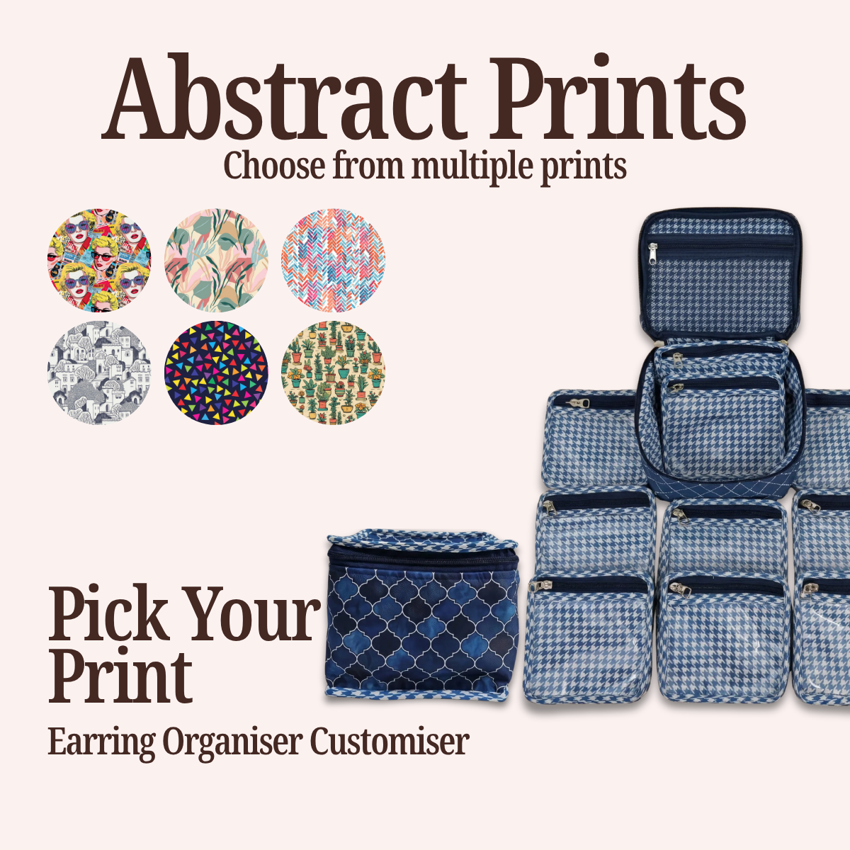 ABSTRACT PRINT EARRING ORGANIZER CUSTOMISER