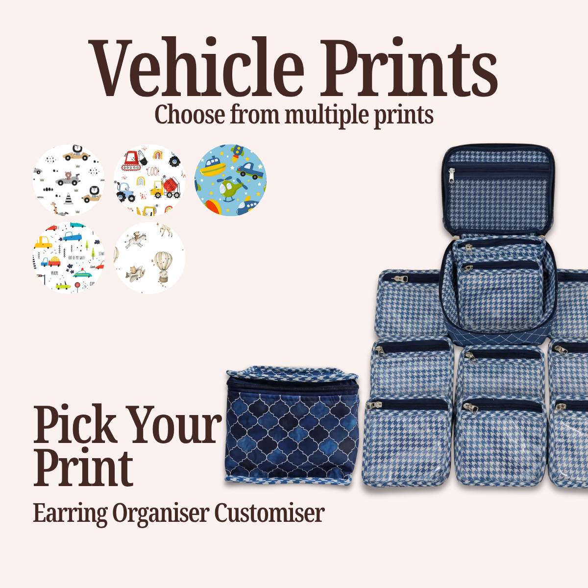 VEHICLE PRINT EARRING ORGANIZER CUSTOMISER