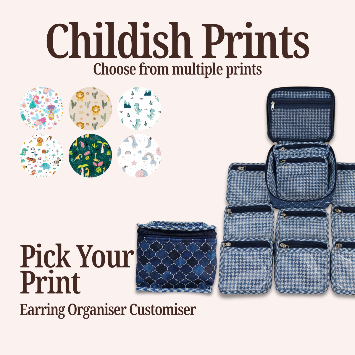 CHILDISH PRINT EARRING ORGANIZER CUSTOMISER