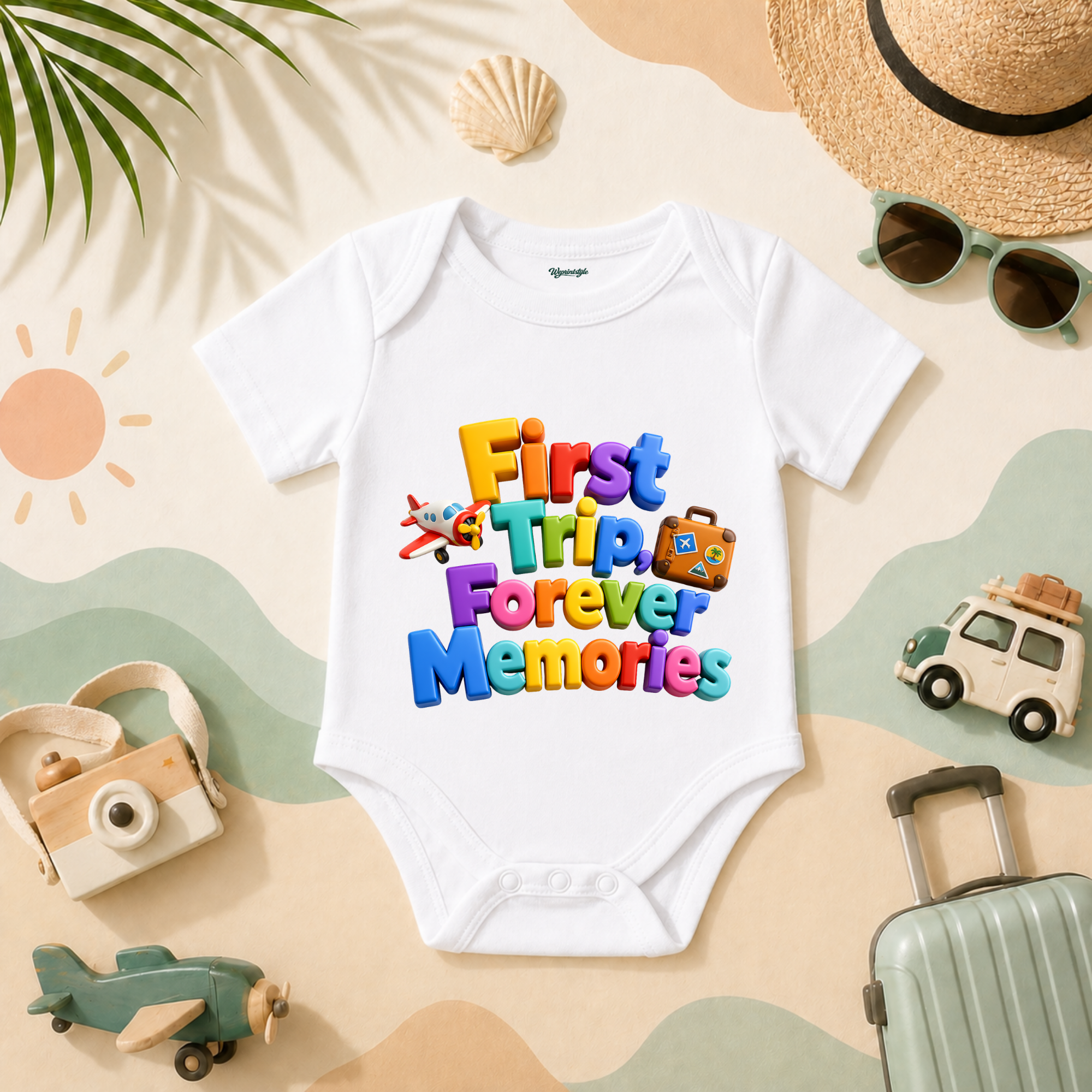 Colorful Travel Milestone Theme First Trip Forever Memories T Shirt