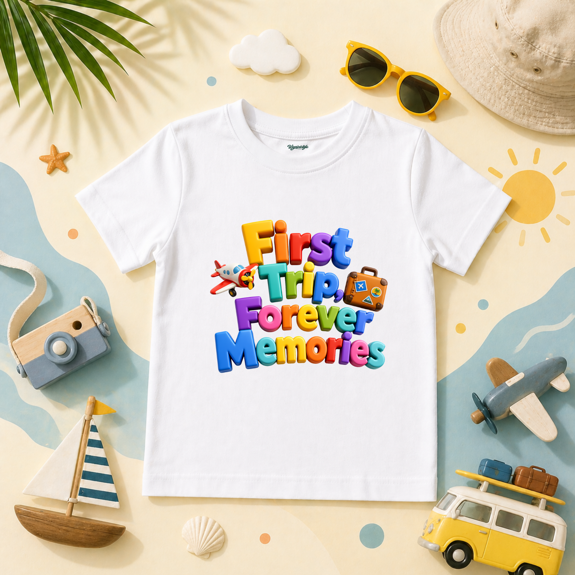 Colorful Travel Milestone Theme First Trip Forever Memories T Shirt