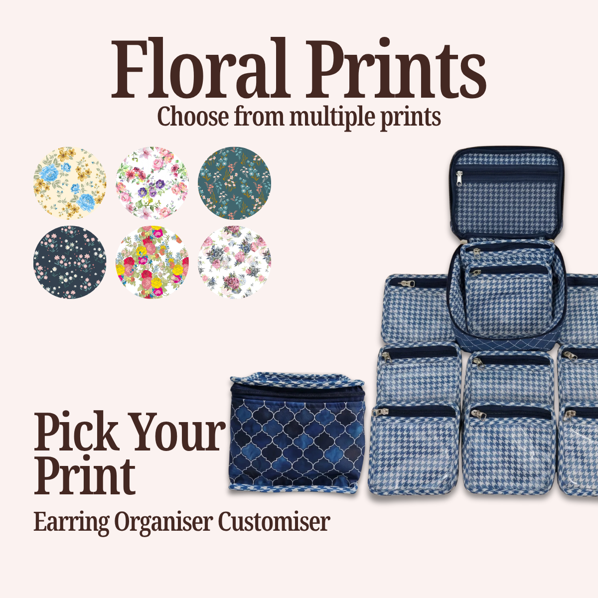 FLORAL PRINT EARRING ORGANIZER CUSTOMISER
