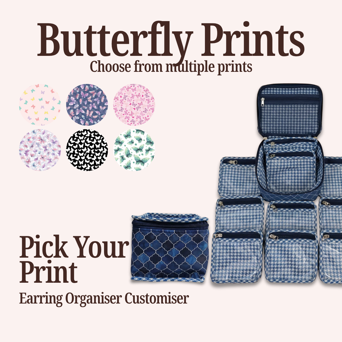 BUTTERFLY PRINT EARRING ORGANIZER CUSTOMISER