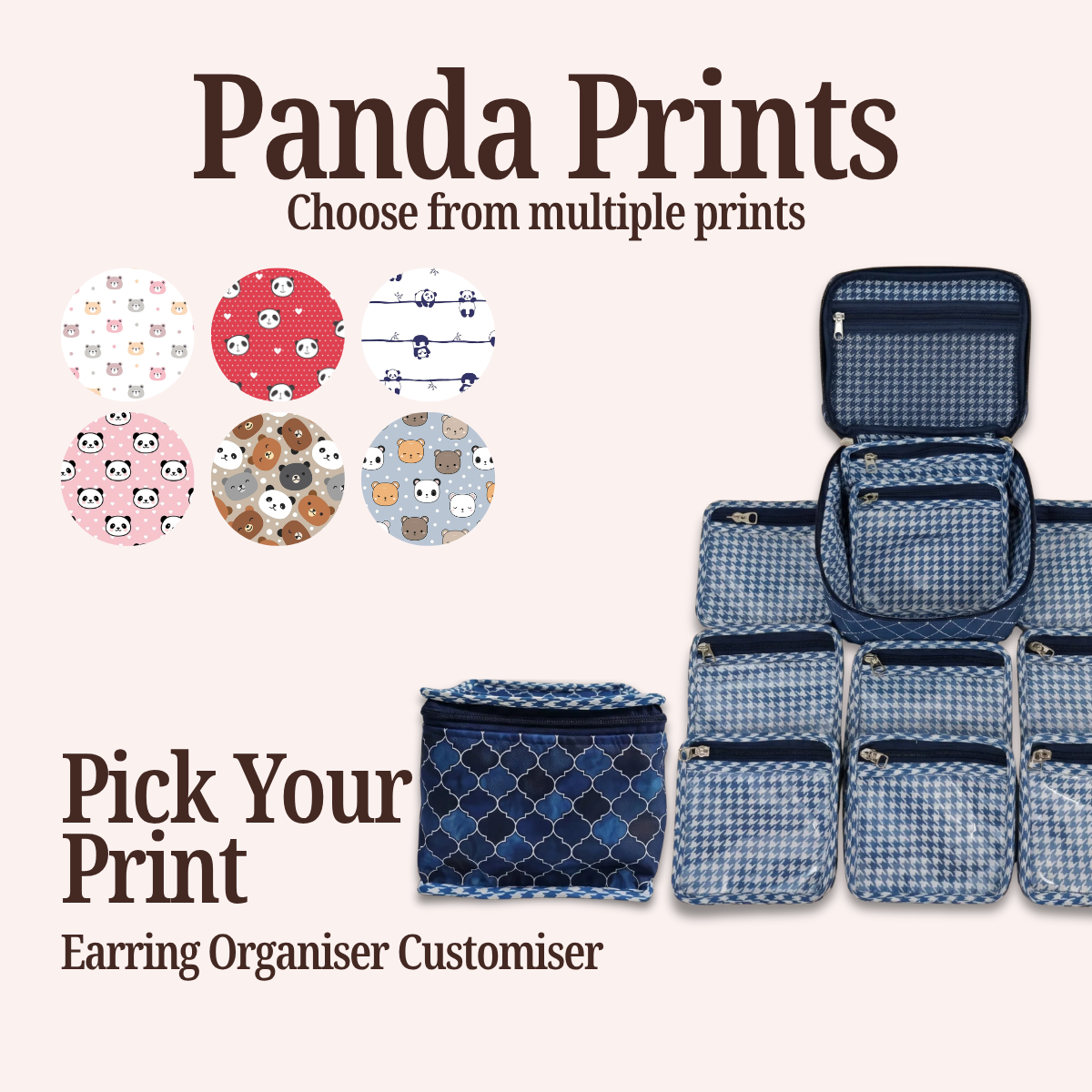 PANDA PRINT EARRING ORGANIZER CUSTOMISER