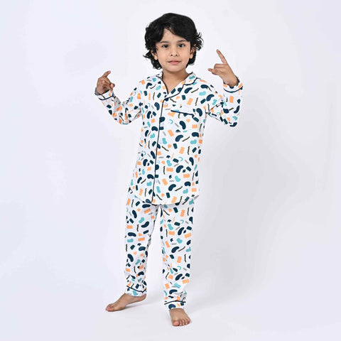 Abstract Printed Kids Night Suit
