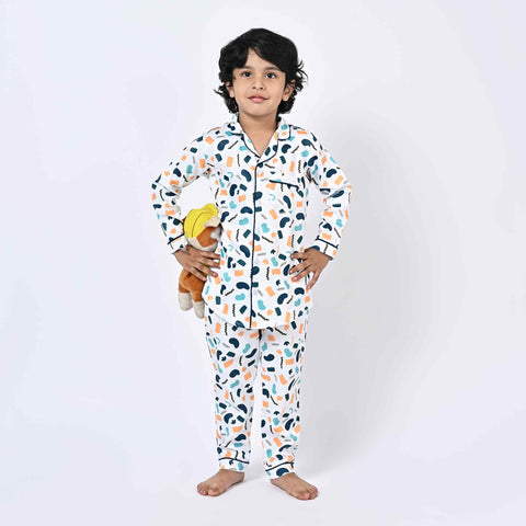 Abstract Printed Kids Night Suit