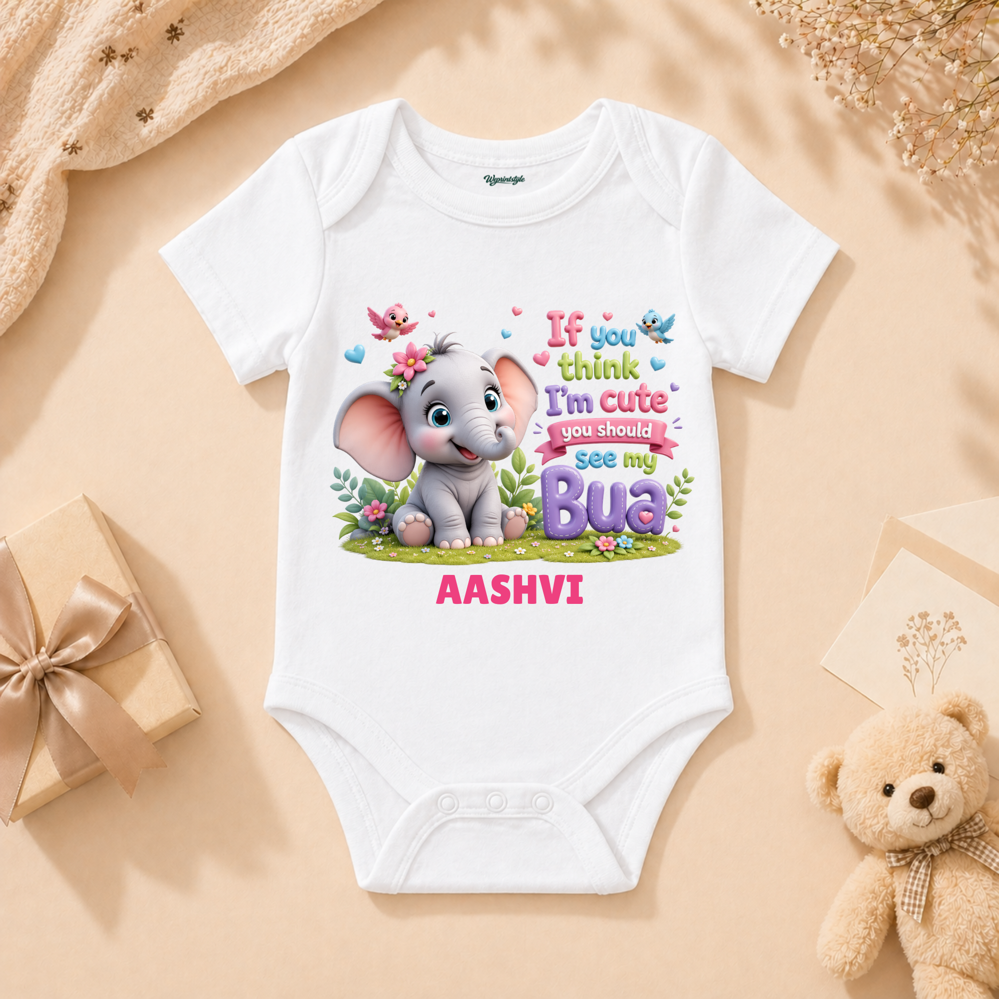 Cute Baby Elephant With Funny Bua Quote Sweet Girl