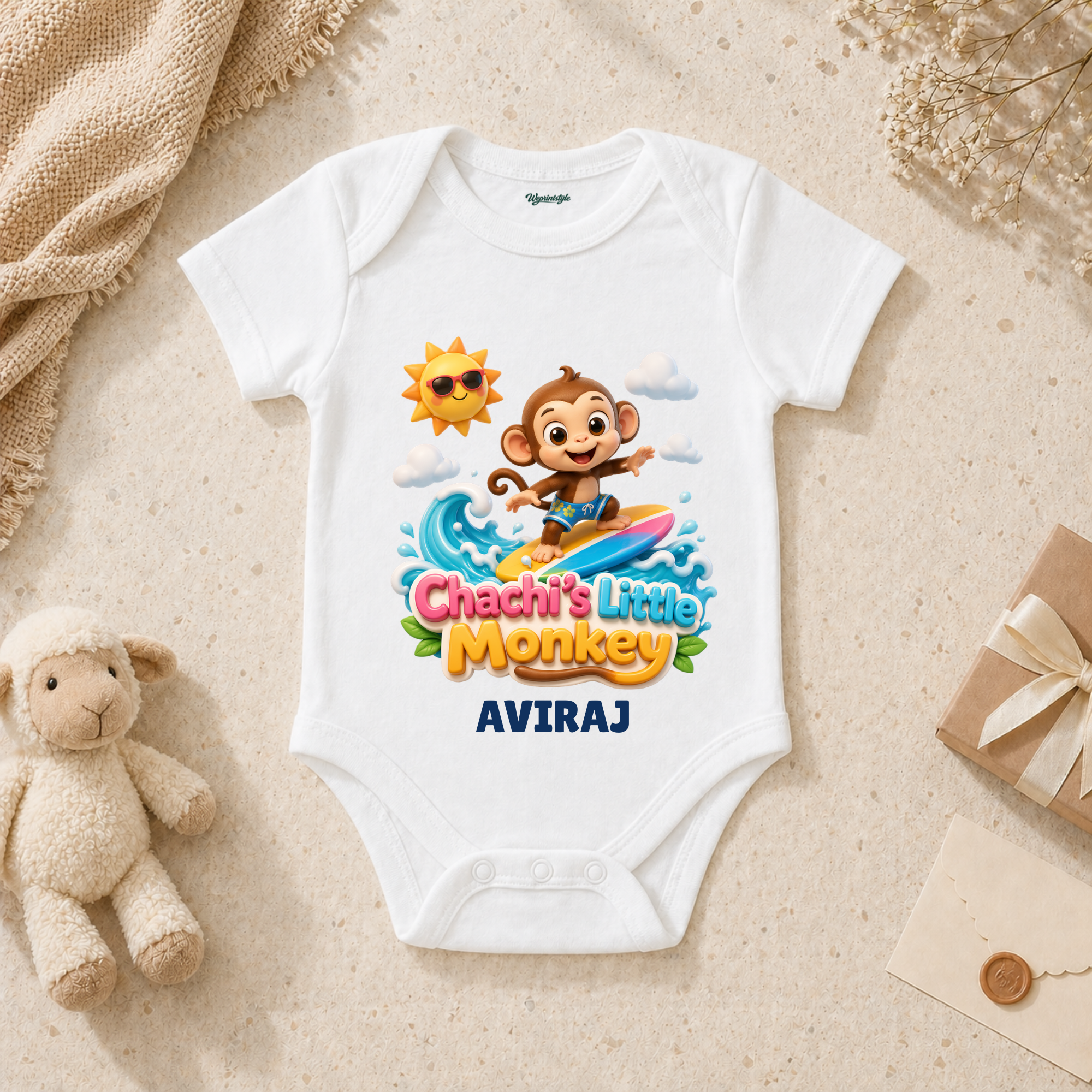 Chachis Little Monkey Cute Surfing Baby With Sunny Beach Fun Adventure