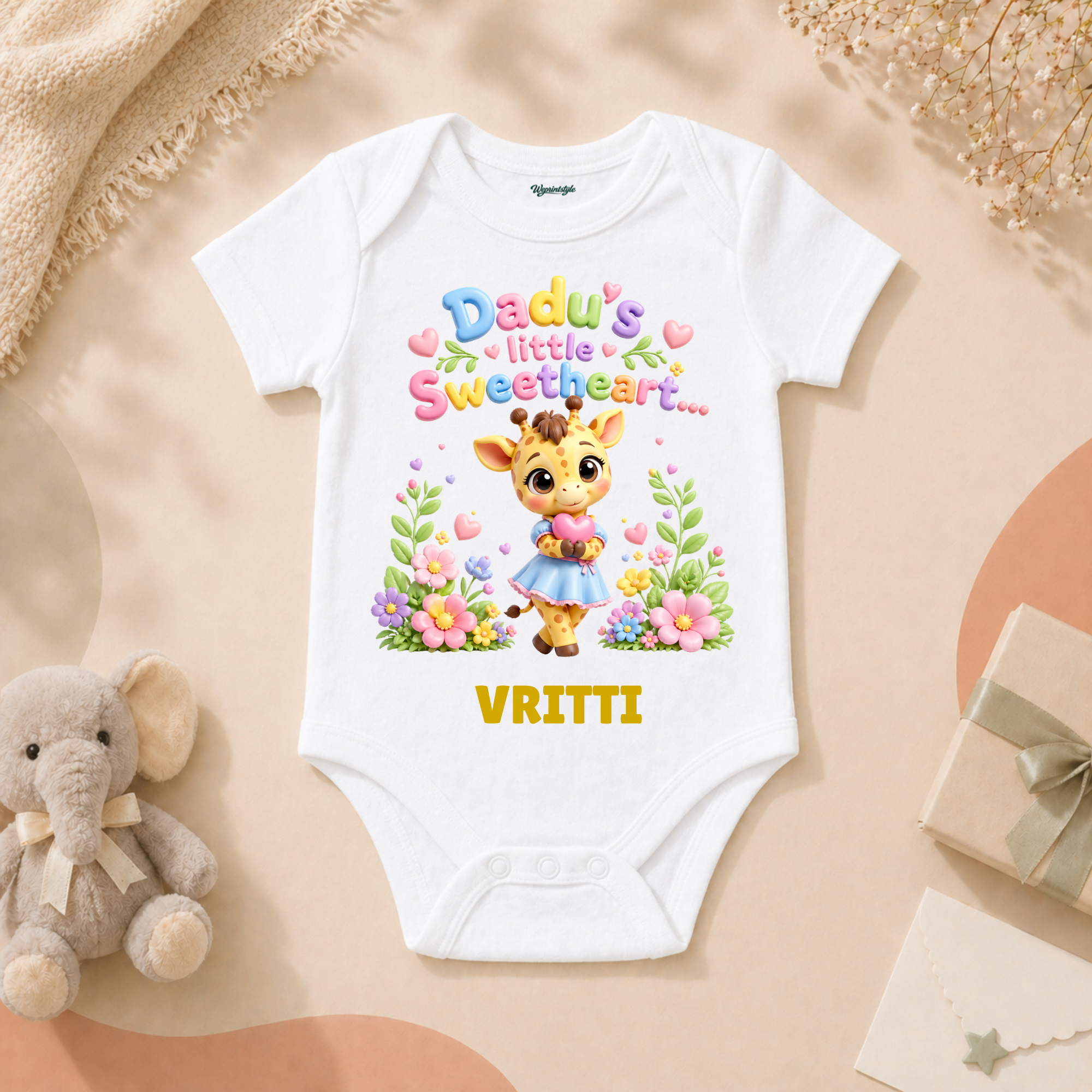 Dadu’s Little Sweetheart Cute Baby Giraffe Floral Love
