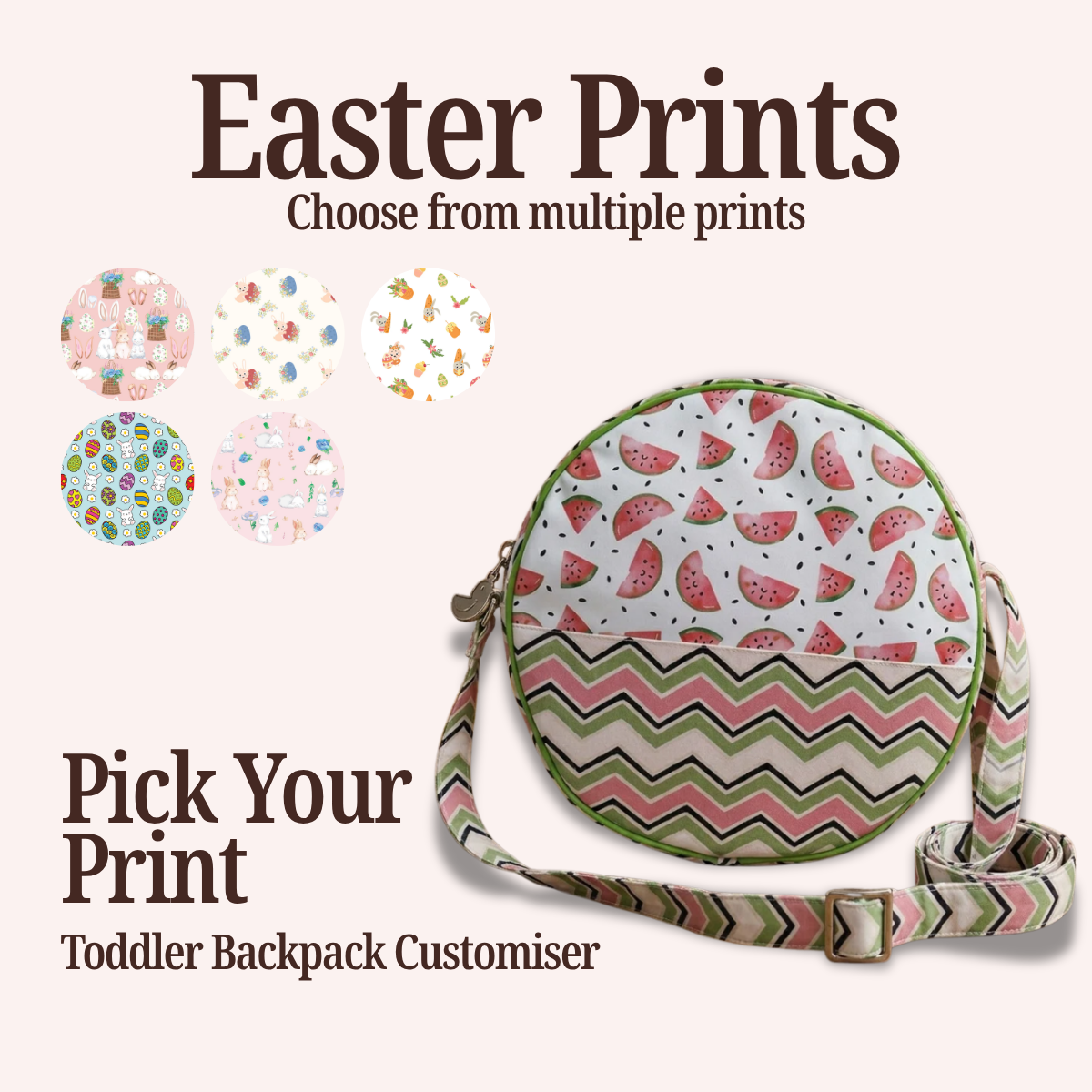 EASTER PRINT TODDLER BACKPACK CUSTOMISER